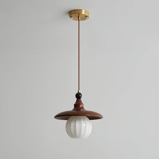 Nora Ribbed Glass & Wood Pendant Light