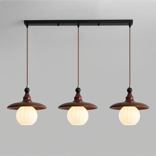 Nora Ribbed Glass & Wood Pendant Light