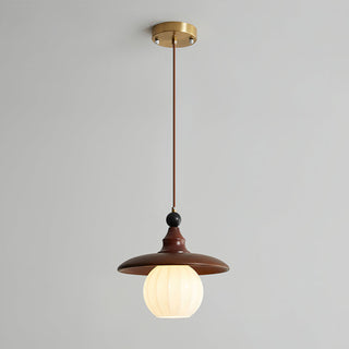 Nora Ribbed Glass & Wood Pendant Light