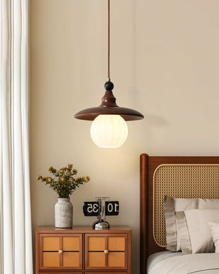 Nora Ribbed Glass & Wood Pendant Light
