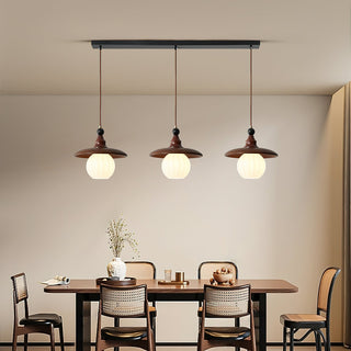 Nora Ribbed Glass & Wood Pendant Light