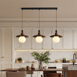 Nora Ribbed Glass & Wood Pendant Light