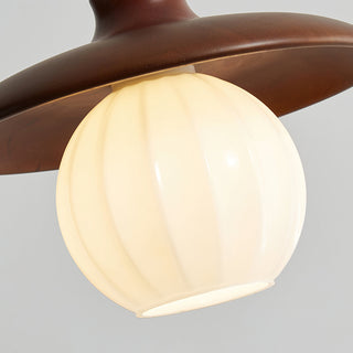 Nora Ribbed Glass & Wood Pendant Light