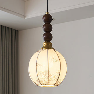 Celine Vintage Wood FabricPendant Light