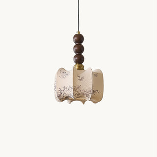 Celine Vintage Wood FabricPendant Light