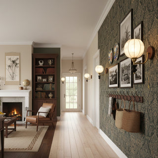 Celine Dark Wood & Brass Wall Sconce