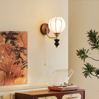 Celine Dark Wood & Brass Wall Sconce