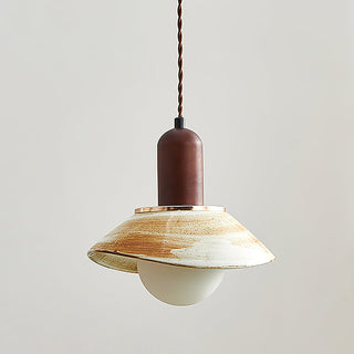Elowen Cylinder Wood Ceramic Pendant Light