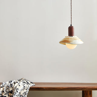 Elowen Cylinder Wood Ceramic Pendant Light