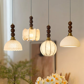 Chrasy Stacked Wood Brass Pendant Light