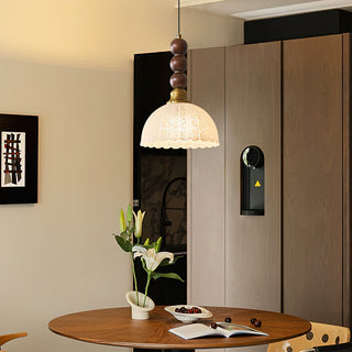 Chrasy Stacked Wood Brass Pendant Light