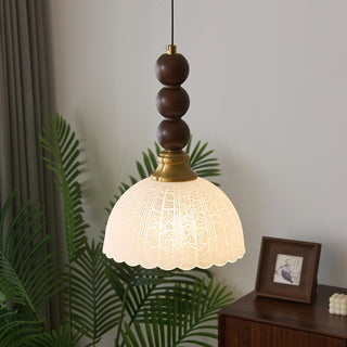 Chrasy Stacked Wood Brass Pendant Light