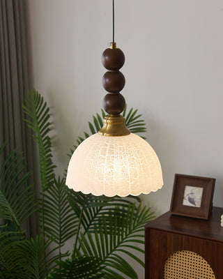 Chrasy Stacked Wood Brass Pendant Light