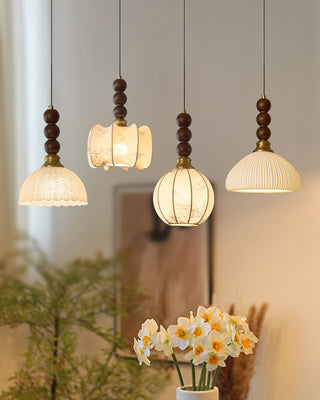 Chrasy Stacked Wood Brass Pendant Light