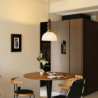 Chrasy Stacked Wood Brass Pendant Light