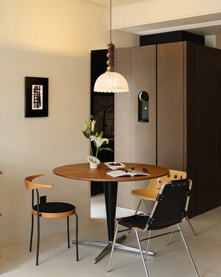 Chrasy Stacked Wood Brass Pendant Light