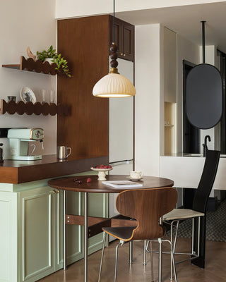 Chrasy Stacked Wood Brass Pendant Light