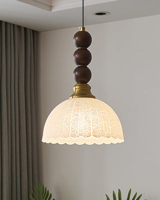 Chrasy Stacked Wood Brass Pendant Light