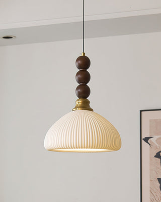 Chrasy Stacked Wood Brass Pendant Light