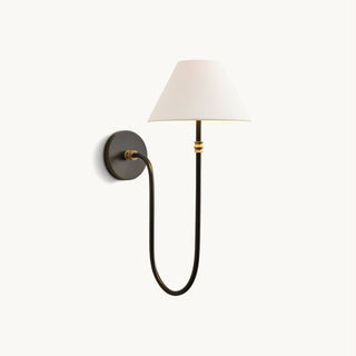 Collins Curved Dark Brass Fabric Wall Light