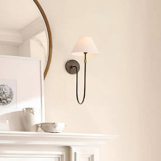 Collins Curved Dark Brass Fabric Wall Light