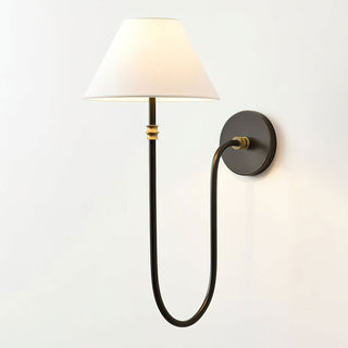Collins Curved Dark Brass Fabric Wall Light