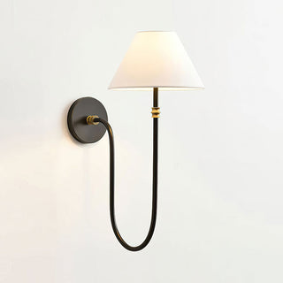 Collins Curved Dark Brass Fabric Wall Light