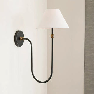 Collins Curved Dark Brass Fabric Wall Light