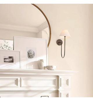 Collins Curved Dark Brass Fabric Wall Light