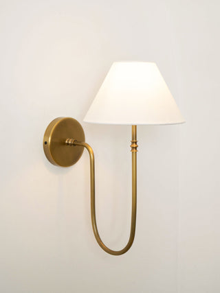 Collins Curved Dark Brass Fabric Wall Light