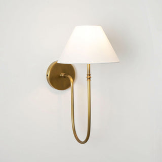 Collins Curved Dark Brass Fabric Wall Light
