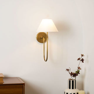 Collins Curved Dark Brass Fabric Wall Light