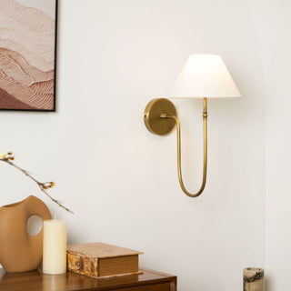 Collins Curved Dark Brass Fabric Wall Light