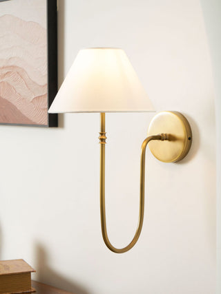 Collins Curved Dark Brass Fabric Wall Light