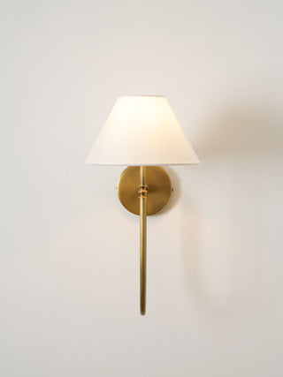 Collins Curved Dark Brass Fabric Wall Light