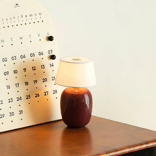 Como Red Ceramic White Linen Table Lamp