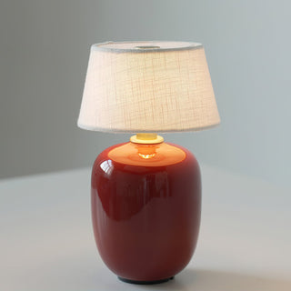 Como Red Ceramic White Linen Table Lamp