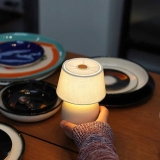 Como Red Ceramic White Linen Table Lamp