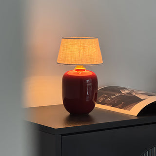 Como Red Ceramic White Linen Table Lamp