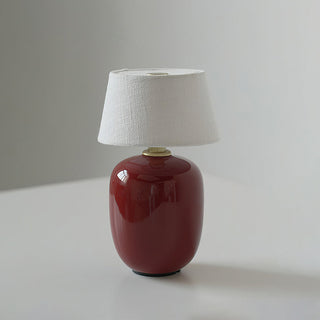Como Red Ceramic White Linen Table Lamp