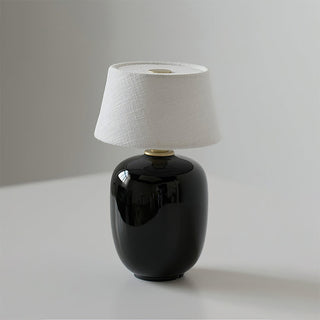 Como Red Ceramic White Linen Table Lamp