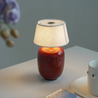 Como Red Ceramic White Linen Table Lamp