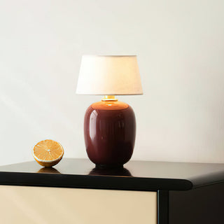 Como Red Ceramic White Linen Table Lamp