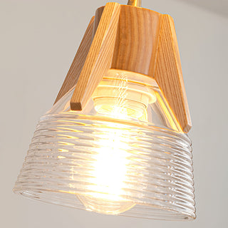 Cone Modern Wood Cluster Pendant Light