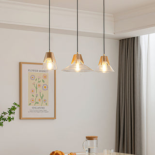 Cone Modern Wood Cluster Pendant Light