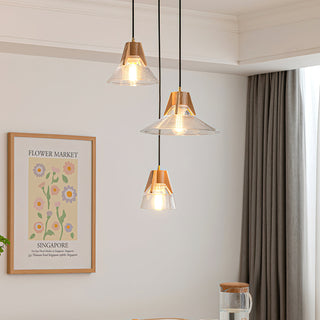 Cone Modern Wood Cluster Pendant Light