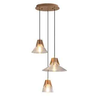Cone Modern Wood Cluster Pendant Light