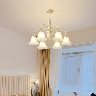 Cream Flower Floral Metal Chandelier