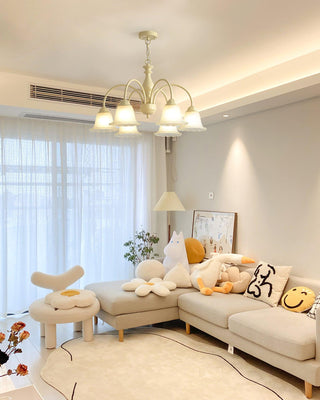 Cream Flower Floral Metal Chandelier