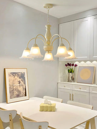 Cream Flower Floral Metal Chandelier